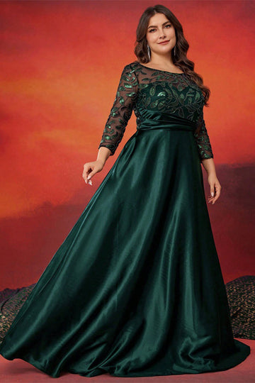 Black A Line Plus Size Long Mother Of The Bride Dress